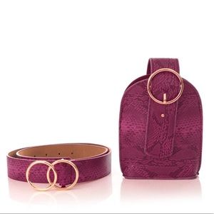 Fuchsia Faux Snake Belt w/ Pouch